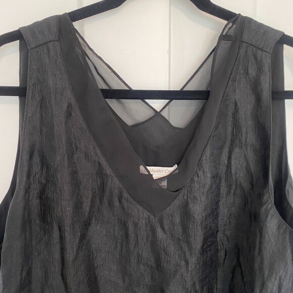 Coldwater Creek Sleeveless Black V-Neck Semi Sheer Tunic Blouse Top Plus Size 2X - Picture 2 of 7